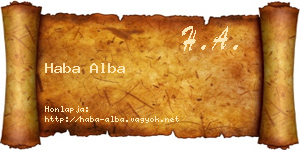 Haba Alba névjegykártya